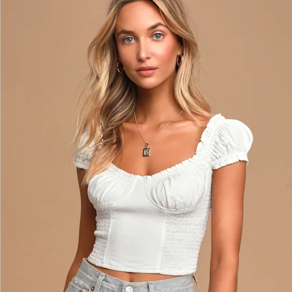 Astr the Label Gigi Smocked Crop Top Sz S